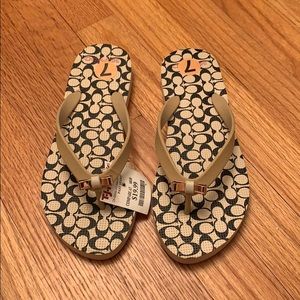 Coach Tan/Cream Flip Flops